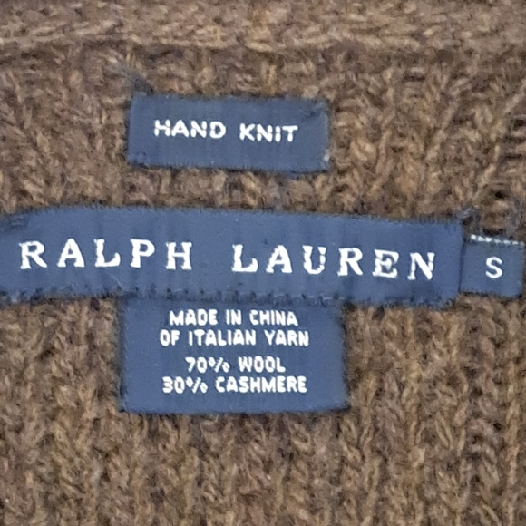 RALPH LAUREN Brown Fringe Wool/Cashmere Handknit Sweater - Picture 7 of 7